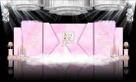 粉色大理石主题婚礼舞台效果图
