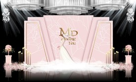 粉色大理石主题婚礼舞台效果图