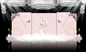 粉色大理石主题婚礼舞台效果图