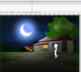 月光光晕下面行走白色火柴人6秒