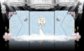 蓝色大理石主题婚礼舞台效果图