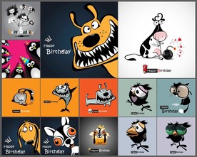 卡通动物生日惊喜表情