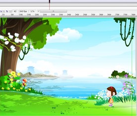 小女孩一个人经过池塘动画9秒