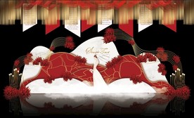 红白主题婚礼舞台效果图