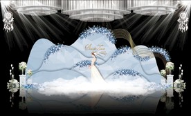 蓝色大理石主题婚礼舞台效果图