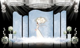 蓝色大理石主题婚礼舞台效果图