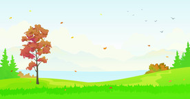 秋天风景矢量插画