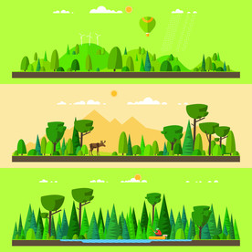 绿色森林树林矢量插画