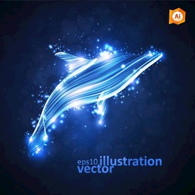 矢量梦幻发光海豚设计