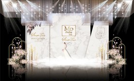白粉色主题婚礼舞台效果图
