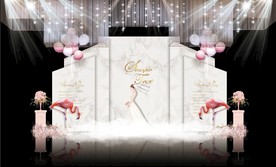 粉色主题婚礼舞台效果图