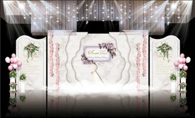 白粉色主题婚礼舞台效果图
