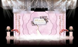 粉色大理石主题婚礼舞台效果图
