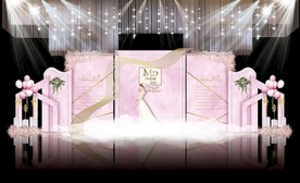 粉色大理石主题婚礼舞台效果图