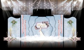 蓝色婚礼主题舞台效果图