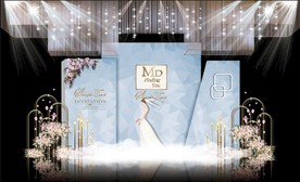 蓝色大理石婚礼主题舞台效果图