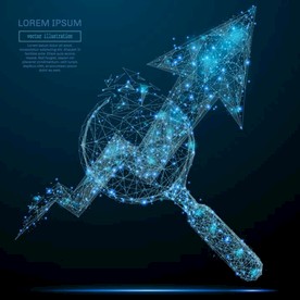 放大镜和破碎的粒子箭头