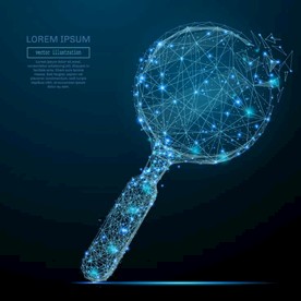 矢量科技线条粒子放大镜素材