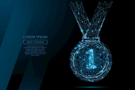 矢量粒子奖牌科技线条奖牌