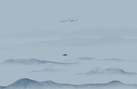 简约山水画 大型山水背景