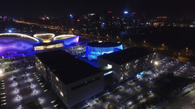 城市 夜景  文化中心 航拍