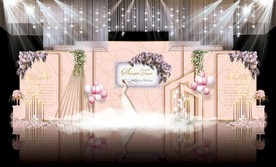 粉色大理石主题婚礼舞台效果图