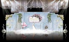 蓝色大理石主题婚礼舞台效果图