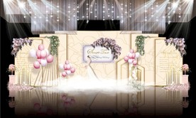 香槟色主题婚礼舞台效果图