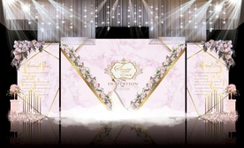 粉色大理石主题婚礼舞台效果图