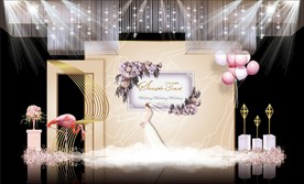 香槟色主题婚礼舞台效果图