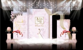 粉色大理石主题婚礼舞台效果图