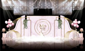 粉色大理石主题婚礼舞台效果图