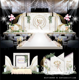 白色大理石主题婚礼舞台效果图