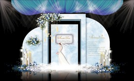 蓝色大理石主题婚礼舞台效果图