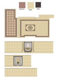 花园地面墙面理石拼花效果图