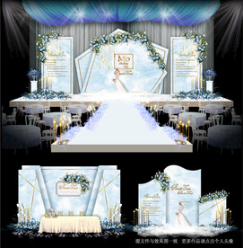 蓝色大理石婚礼舞台效果图