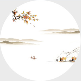 江南水乡 水墨画 源分层