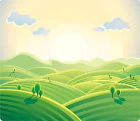 乡村风光矢量风景插画
