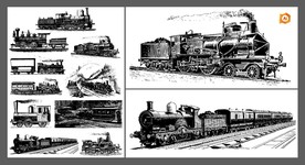 矢量手绘欧洲蒸汽动车