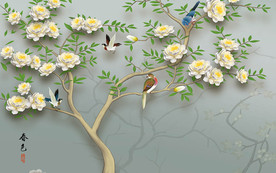 工笔花鸟 春色