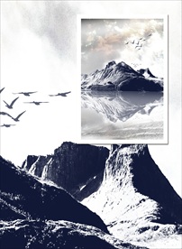 新中式山水倒影家装玄关山水壁画