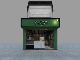3DMAX奶茶店门头