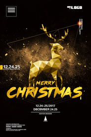 创意几何金色麋鹿圣诞节海报