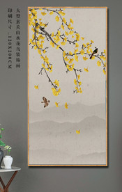 大型银杏工笔花鸟装饰画