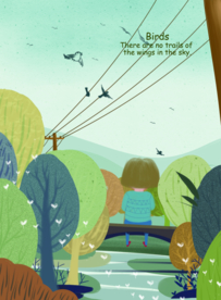 攀登的少女手绘