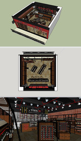 酒业专卖店草图SU模型