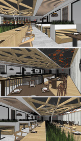 自然风餐厅草图大师SU模型