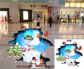 大型梦幻圣诞节地贴立体化