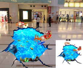 大型圣诞商场地贴立体化