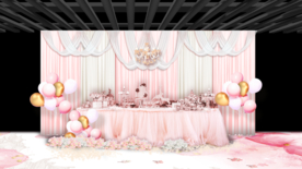 粉白色甜品区签到区